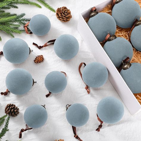 Amazon.com: Foilswirl 18 Pcs Christmas Velvet Christmas Balls Bulk Flocked Xmas Tree Ball Ornaments Plastic Velvet Christmas Ornaments Xmas Tree Hanging Decoration 2.36 Inch, 2.76 Inch, 3.15 Inch(Gray Blue) : Home & Kitchen Blue Velvet Christmas Decor, Brown And Blue Christmas Tree, Dusty Blue Christmas Tree, Dusty Blue Christmas Decor, Blue And Champagne Christmas Tree, Blue Theme Christmas Tree, Blue And Green Christmas Decor, Velvet Christmas Ornaments, Champagne Christmas Tree