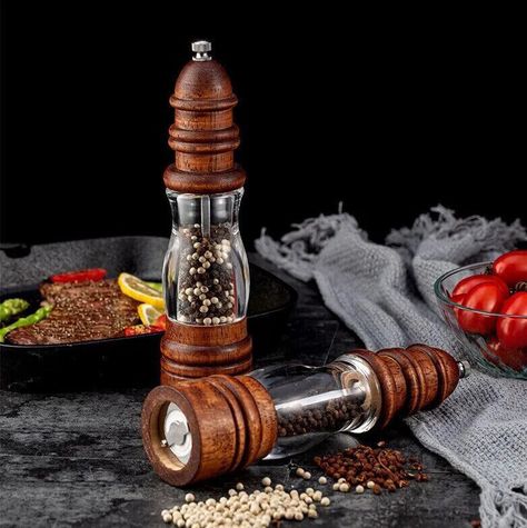 2Pcs Salt and Pepper Grinders Manual Grinder Salt Spice Herb Mill Refillable UK  | eBay Salt And Pepper Grinders, Pepper Grinder, Kitchen Tools And Gadgets, Kitchen Bar, Sea Salt, Salt And Pepper, Salt, Herbs, Canning