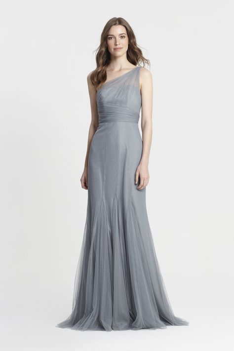 Monique Lhuillier Spring 2017 Bridesmaids- Style # 450390 - Sea Winter Bridesmaids, Winter Bridesmaid Dresses, Tulle Bridesmaid, One Shoulder Bridesmaid Dresses, One Shoulder Bridesmaid, Bridesmaid Gowns, Designer Bridesmaid Dresses, Beautiful Bridesmaid Dresses, Tulle Bridesmaid Dress