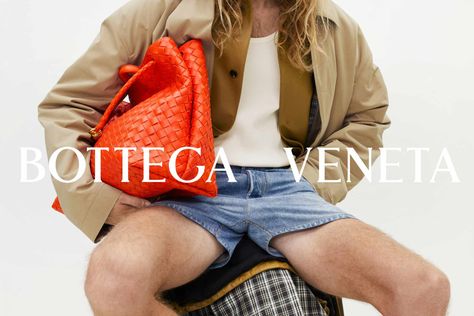 Fellas, Isn't It Time You Upgraded Your 5" Jorts to Leather? https://www.highsnobiety.com/p/bottega-veneta-pre-fall-2024/  #beauty #fashion Bottega Veneta Campaign, Clown Outfit, King V, Shooting Bags, Tiny Shorts, Dresses Runway, Love Store, Leather Jeans, Fashion Campaigns