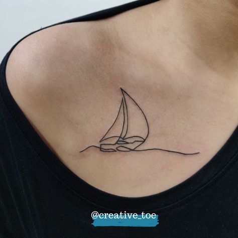 Single Line Sailboat Tattoo, Sailboat Tattoo Simple, Classy Artwork, Small Geometric Tattoo, Sailboat Tattoo, Boat Tattoo, Dolphins Tattoo, Sea Tattoo, Wrist Tattoos For Guys