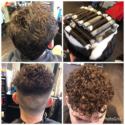 Man Perm, Permanent Curls, Short Perm, Boys Colored Hair, Short Permed Hair, Men Blonde Hair, Long Hair Trends, Men Haircut Curly Hair, How To Curl Short Hair