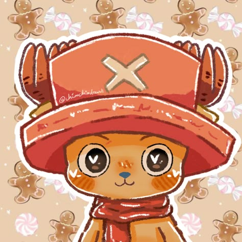 Cute One Piece Drawing, Chopper One Piece Painting, Chopper Christmas Pfp, One Piece Plushies, One Piece Christmas Pfp, Chopper One Piece Cute, Tony Tony Chopper Cute, One Piece Drawing Easy, Cartoon Art Christmas