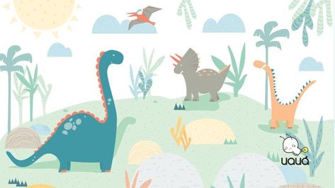 Papel de Parede Maxi Dinos (Painel Dinossauro) | 3D Warehouse Jungle Wallpaper Kids, Dino Wallpaper, Interaktives Design, Kindergarten Wallpaper, Dinosaur Wallpaper, Normal Wallpaper, Silk Wallpaper, Wallpaper Furniture, Jungle Wallpaper