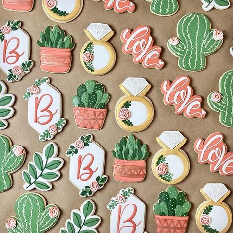 Couture Cookies on Instagram: “Succulent themed bridal shower 🌵🪴💍💕 #cookiedecorating #decoratedcookies #icingcookies #sugarcookies #sugarcookiesofinstagram…” Succulent Themed Wedding, Succulent Bridal Shower Ideas Decor, Succulent Bridal Shower Theme, Bridal Shower Ideas Succulents, Succulent Themed Bridal Shower Ideas, Bridal Shower Ideas Plant Themed, Desert Themed Bridal Shower Ideas, Cactus Bridal Shower Theme, Plant Themed Bridal Shower Ideas