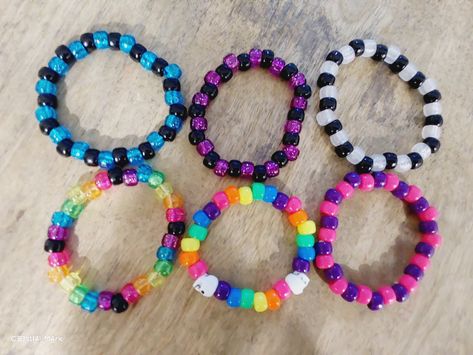 I made a bunch of scene themed kandi singles! Use these for your next kandi inspiration! ✨️⭐️😇 #kandi #scene #cool #diy Scene Kandi Singles, Scene Kandi Ideas, Oc Inventory, Kandi Ideas Singles, Kandi Singles Ideas, Kandi Scene, Scene Crafts, Kandi Crafts, Kandi Jewelry