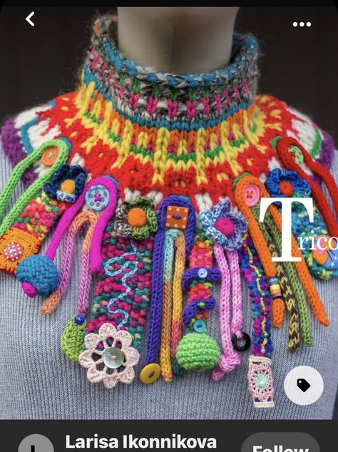 Mode Crochet, Freeform Crochet, Textile Jewelry, Crochet Art, Fabric Jewelry, Crochet Accessories, Knit Fashion, Crochet Jewelry, Knitting Inspiration