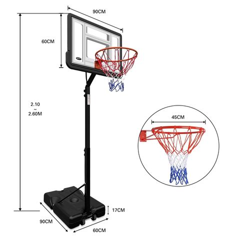 This basketball system is adjustable in height from 2.1 metres to 2.6 metres. Boasting heavy-duty construction with a bigger backboard and a sturdier rim, this basketball system ensures a smooth feel for slam dunks, layups, bank shots, and more.  It can be used indoors or outdoors or anywhere in between, as long as these places are flat and level. Portable Basketball Hoop, Basketball Systems, Play Basketball, Basketball Hoop, Slam Dunk, Heavy Duty, Basketball