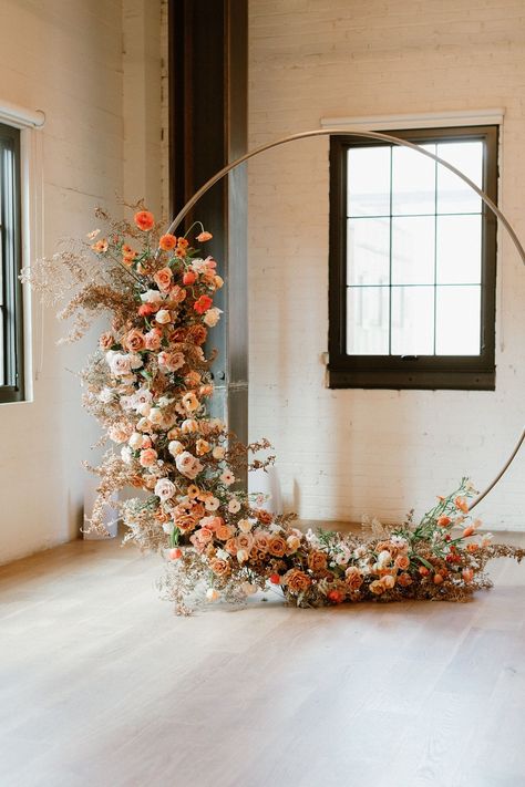 Autumn Wedding Arch Ceremony Backdrop, Spring Wedding Arch, Wedding Circle Arch, Jessica Woods, Circular Arch, Dried Fern, Flower Arches, Garden Shoot, Fall Ceremony