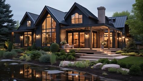 Modern Black Farmhouse, Home With Wrap Around Porch, Homes With Wrap Around Porches, House Pics, Black Farmhouse, Outdoor Patio Designs, Dream Life House, Wrap Around Porch, Black Wrap