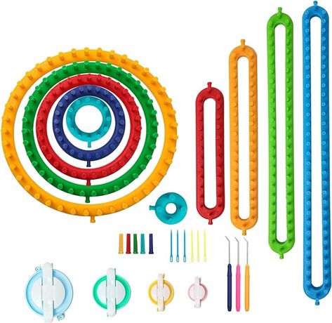 Amazon.com: Knitting Loom Craft Kit - Long Knitting Loom and Round Knitting Loom - Include Hook Needle, Pompom Maker (6 Round Loom&4 Long Loom) : Arts, Crafts & Sewing Circle Loom Projects, Crochet Loom, Pompom Maker, Round Knitting, Circle Loom, Loom Board, Circular Loom, Round Loom, Circular Knitting Machine