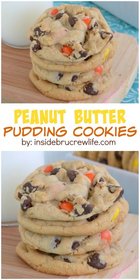 Peanut Butter Pudding Cookies, Peanut Butter Pudding, Cookies With Chocolate Chips, Coconut Dessert, Butter Pudding, Cookies With Chocolate, Reeses Cups, Pudding Cookies, Brownie Desserts