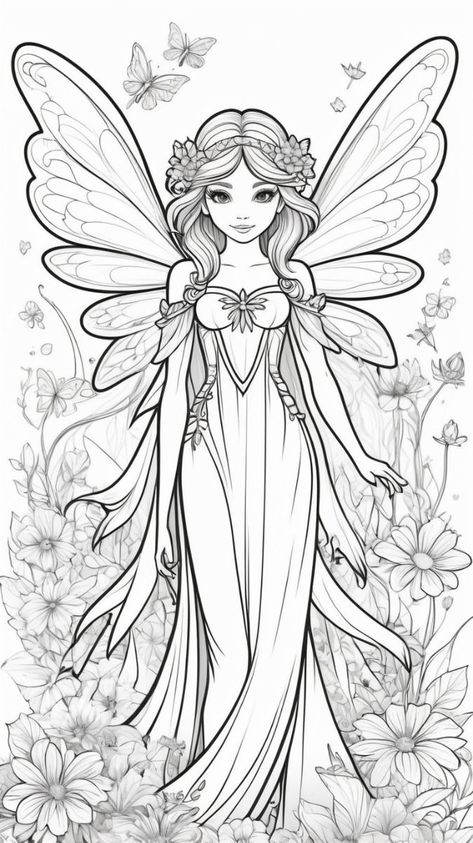 Free Fairy Coloring Pages, Nature Homeschool, Hairstyles Anime, Chibi Coloring Pages, Fairy Coloring Book, Zen Doodles, Cartoon Coloring, Painting Colors, Coloring Art