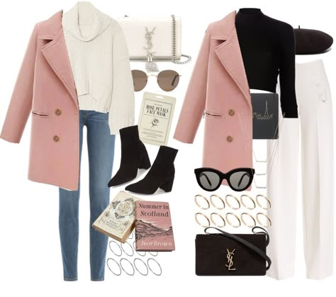 Pink Coat Outfit Winter, Pink Coat Outfit, Pink Fall Outfits, Coat Outfit Casual, Pink Winter Coat, Pink Peacoat, Winter Coat Outfits, Look Rose, Coat Outfit