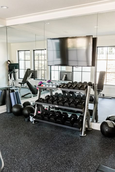 Our Home Gym - Cella Jane Home Gym Basement, Home Gym Flooring, Home Nails, Space Organization, Basement Gym, Nails Home, Gym Room At Home, Gym At Home, Fitness Room