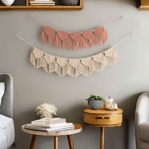 Blank walls got you down? Our Macrame Bunting Garland is here to save the day (or at least your living room)! This handcrafted beauty is like confetti for your space – without the mess Visit us at https://beandaikon.etsy.com/listing/1747966984 to discover more or reach out to us directly. #macramewallhanger #bohodecoration #handmadelovers #homedecorinspirations #bohemianinspired #handcraftedgifts #bohogifts #macramecreations #hangingdecor #bohoart #macramewallhangings #macramemakers #wallh... Macrame Bunting, Macrame Garland, Macrame Wall Hanger, Flag Garland, Christmas Organization, Bunting Garland, Flag Sizes, Boho Gifts, Save The Day