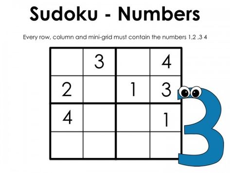 Easy Sodoku for little ones (using letters and numbers) free printable. Soduko Printable Easy, Sudoku 4x4, Writing Numbers Kindergarten, Sudoku Printable, Sudoku For Kids, Logic Games For Kids, Word Puzzles For Kids, Homeschool Binder, Brain Storming