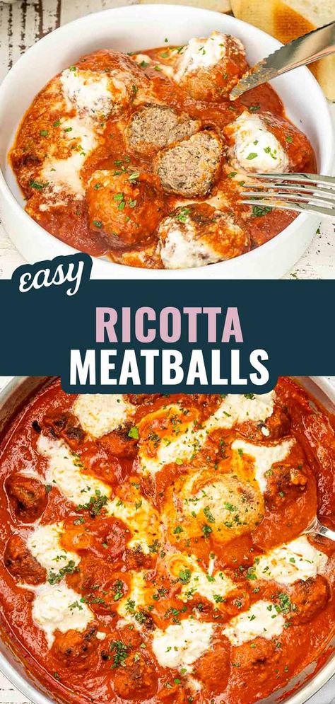 Risotto And Meatballs, Ricotta Meatball Recipes, Meatball And Ricotta, Meatballs With Ricotta Cheese, Meatball Ricotta, Ricotta Balls, Ground Pork Meatballs, Sausage Meatballs Recipes, Italian Sausage Meatballs