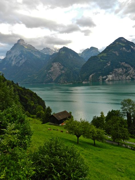 Lake Lucerne - pic was taken close to Brunnen, Switzerland. I know exactly were that is! I've been there!!!!!!!! Switzerland Photography, Lake Lucerne, World Most Beautiful Place, Lucerne Switzerland, Interlaken, Places In Europe, Places In The World, Switzerland Travel, Beautiful Places On Earth