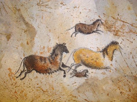 Horses Running Prehistoric Painting, Prehistoric Cave Paintings, Paleolithic Art, Prehistoric Age, Cave Painting, Cave Drawings, Cave Art, Prehistoric Art, Contour Drawing