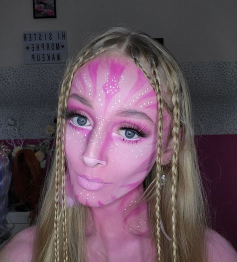 Pink Avatar Makeup, Pink Avatar, Avatar Makeup, Dark Art Tattoo, Sfx Makeup, Woman Face, Dark Art, Face Paint, Art Tattoo