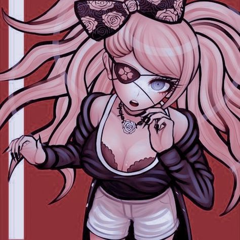 Junko Enoshima, An Anime, Danganronpa, Blonde, Black And White, Hair, Anime, Pink, White