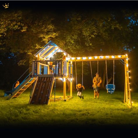 Backyard Concert, Earth Room, Swing Set Diy, Up Lights, Backyard Play, Backyard Deck, Kids Outdoor, Backyard Fun, Swing Set