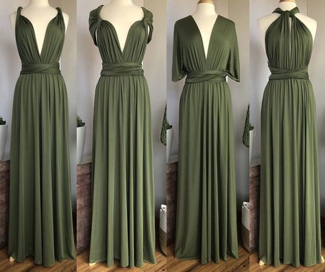 LIGHT OLIVE GREEN Bridesmaid Dress/ Custom Length / - Etsy Australia Olive Green Bridesmaid, Eucalyptus Bridesmaid Dress, Forest Green Bridesmaid Dresses, Eucalyptus Bridesmaid, Multi Wrap Dress, Wrap Dress Plus Size, Olive Green Bridesmaid Dresses, Bridesmaid Dresses Floor Length, Multiway Dress