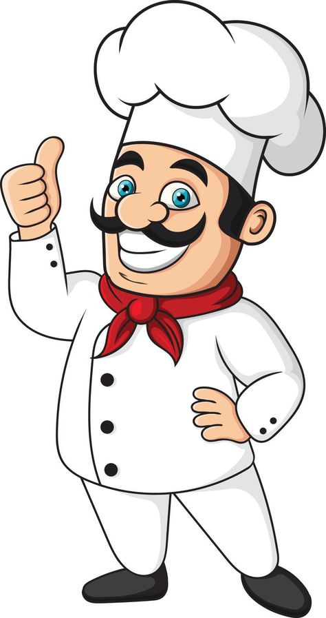 Chef Drawing, Chef Clipart, Happy Chef, Cartoon Chef, Thumb Up, Simple Cartoon, Cartoon Drawings, Easy Drawings, Vector Art