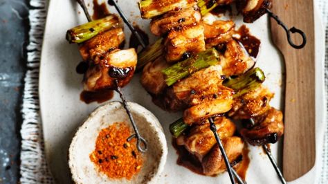 17 ways with shichimi togarashi Yakitori Chicken Recipe, Chicken Yakitori Recipe, Japanese Yakitori, Yakitori Recipe, Yakitori Skewers, Yakitori Chicken, Shichimi Togarashi, Neil Perry, Chicken On A Stick