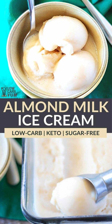 Homemade Almond Milk Ice Cream - Low Carb Yum Dairy Free Keto Ice Cream, Homemade Dairy Free Ice Cream Recipes, Keto Almond Milk Ice Cream, Lowfat Homemade Ice Cream, Sugar Free Almond Milk Ice Cream Recipe, Skim Milk Ice Cream Recipe, Homemade Non Dairy Ice Cream, Lactose Free Ice Cream Recipe For Ice Cream Maker, Almond Milk Ice Cream Recipe No Churn