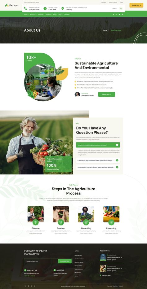 Farmus - Agriculture and Organic Farm Figma Template Farm Websites, Farm Website, Agriculture Design, Ux Design Principles, Organic Agriculture, Modern Agriculture, Figma Template, Website Template Design, Organic Farm