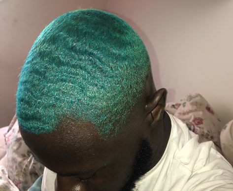 Short Teal Hair, Killa Outfits, Teal Hair Dye, Hair Lookbook, Short Hair Designs, Dyed Hair Men, Waves Hair, Afro Men, Teal Hair