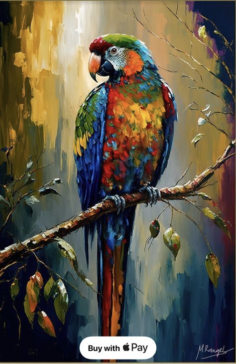 Fun Painting Projects, Animal Art Painting, Parrot Art Painting, Paintings Of Animals, Acrylic Bird Paintings On Canvas, Bird Oil Painting, Bird Acrylic Painting, Parrot Acrylic Painting, Colourful Parrot Paintings