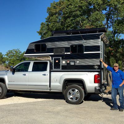 Retreat | Capri Camper Cabinets Hardware, Vent Fan, Blackout Shades, Short Bed, Cool Campers, Camper Remodel, Remodeled Campers, Propane Tank, Truck Camper