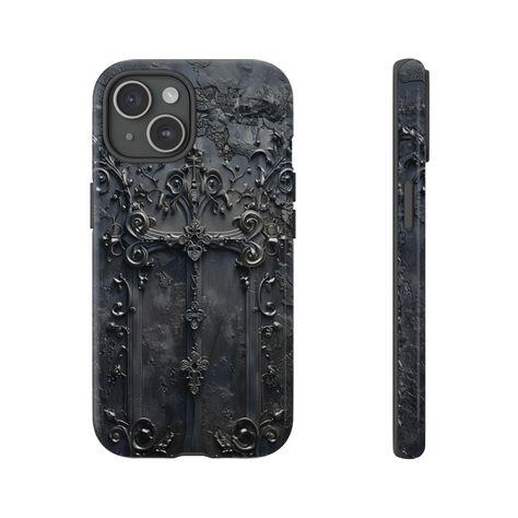 IMPORTANT: Please note that while this design appears 3D, it will be printed on a flat surface. The design has a leather 3D effect. Please check the material in the description below. Embrace edgy style with our Skull Dark Aesthetic iPhone cover, perfect for those seeking a premium, gothic-inspired accessory. Effortless Application: Simply snap the case onto your phone and you're good to go. Enhanced Functionality: Our meticulously designed cases ensure seamless access to all ports and connector Skull Dark Aesthetic, Cross Phone Case, Gothic Phone Case, Gothic Cross, Aesthetic Phone Case, Black Phone Case, New Phones, Coque Iphone, Iphone Cover