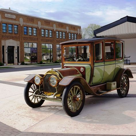 This 1912 Auburn Model 30L Special formal sedan is believed to have been built as a show vehicle for the 1912 Boston Auto Show. It was called the "Car of Tomorrow" and has many features that soon became standard on production cars. It has staggered doors, with the right one toward the rear and the left one at the front. This early sedan was built with electric lights and has a beautiful and elaborate original interior. The builder of the body is unknown. The car was sold new at the Boston Auto Show to a gentleman from Toronto, Canada. Technical: This unusual Auburn was constructed on a chassis of 116 inches. The engine is a four-cylinder Rutenber that produces 30 horsepower. The cost of this vehicle when new was $6,200. Auburn production reached a new high of 1,623 vehicles that year. Auburn Car, Antique Cars For Sale, Automobile Advertising, Antique Trucks, Car Museum, Fancy Cars, Classic Cars Vintage, Unique Cars, Classic Cars Muscle