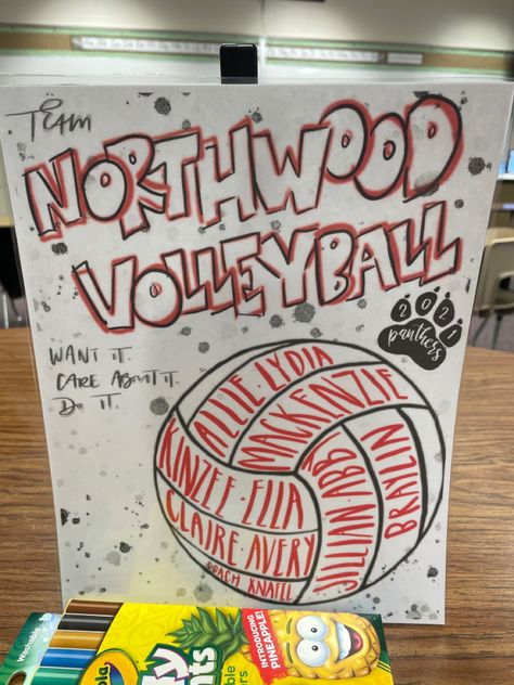 Team Poster Ideas Diy, School Spirit Posters Volleyball, Sports Posters High School Volleyball, Volleyball Signs Posters For Games, Volleyball Poster Ideas For Games, Volleyball Signs Posters High Schools, Volleyball Name Poster Ideas, Creative Volleyball Posters, Volleyball Signs Posters