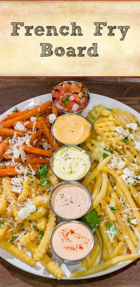 French Fries Bar Ideas, Fun French Fries, French Fries Appetizers, French Fry Board Ideas, French Fry Toppings, French Fry Bar Ideas, Fries Toppings Ideas, Fry Bar Ideas, French Fry Charcuterie Board