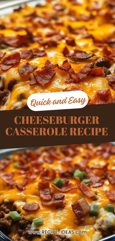 A mouth-watering Low Carb Bacon Cheeseburger Casserole shows heartiness with layers of ground beef, bacon, and melted cheese. Great healthy meal choice presented through 2 appetizing images. High Protein Cheeseburger Casserole, Keto Recipes Using Hamburger Meat, Bacon Beef Recipes, Baked Cheeseburger Casserole, Casserole Recipes For Dinner Healthy Low Carb, Bacon Cheeseburger Rice Casserole, Low Carb Dinner With Ground Beef, Bacon Cheeseburger Noodle Bake, Keto Bacon Cheeseburger Casserole