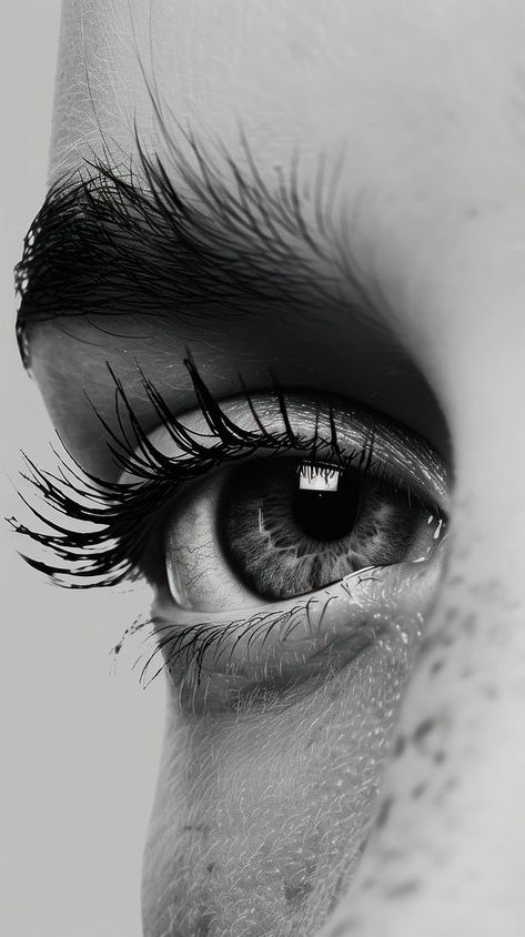 Eye wallpaper photography illustrated cosmetics. | premium image by rawpixel.com Eye In Black And White, Black White Portrait Painting, Self Portrait Photography Black White, Black And White Portrait Photography Art, Eye Black And White Photography, Woman Face Photography Black And White, One Eye Wallpaper, Eye Images Photography, Close Up Face Photography