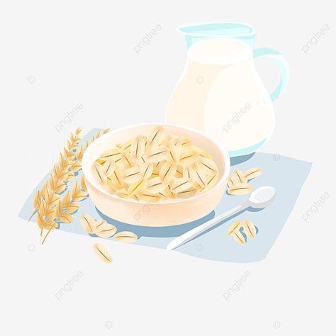 Oat Milk Illustration, Oatmeal Illustration, Oat Milk Smoothie, Milk Png, Rice Flakes, Watercolor Food Illustration, Tea Illustration, Milk Splash, Milk Flow