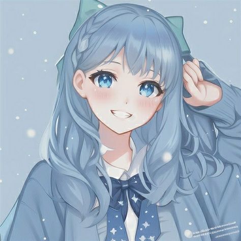 Blue Icon, Girl Pfp, Chibi Anime Kawaii, Airbrush Art, Kawaii Girl, Cat Girl, Girl Wallpaper, Anime Chibi, Cute Stickers