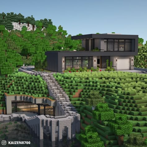 Modern Builds Minecraft, Minecraft Modern Building Ideas, Minecraft Modern Ideas, Minecraft Houses Modern Mansion, Minecraft Modern Building, Ideas Para Casas En Minecraft, Minecraft Building Ideas Modern, Modern Mansion Minecraft, Mincraft Idea Houses Modern