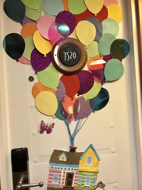 Disney Cruise Line door decoration. Love the movie "Up" so had to make this for our door! #dclWonder Disney Cruse, Cruise Door Decorations, Disney Halloween Cruise, Disney Cruise Door Decorations, Disney Cruise Magnets, Disney Cruise Fish Extender, Disney Cruises, Disney Cruise Door, Disney Cruise Vacation