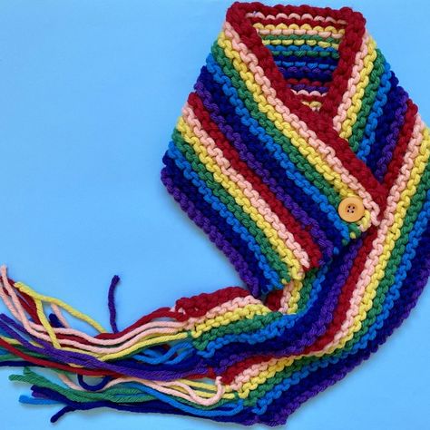 Rainbow Scarf Knitting pattern by Maz B Bulky Scarf, Scarf Knitting Pattern, Knit Headband Pattern, Super Chunky Yarn, Rainbow Scarf, Pixie Hat, Scarf Knitting, Super Bulky Yarn, Knitting Instructions