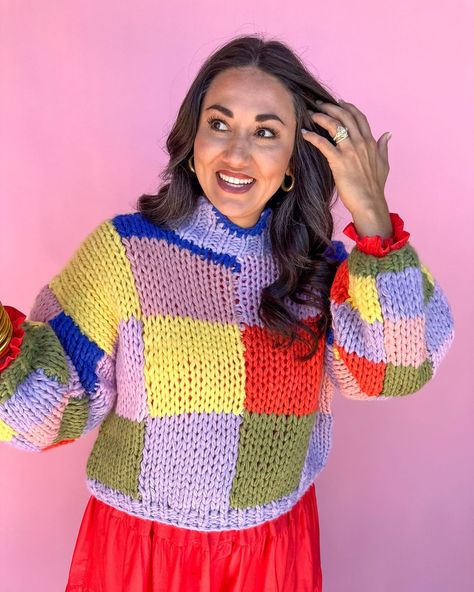 It’s officially “sweaters layered over dresses” season!🙌🏼🤩✨ Talk about a FALL duo by @shopkarlie! Colorblock Crochet, Sales Office, Sweater Layering, Chunky Knit Sweater, Sweater Dresses, Tiered Midi Dress, Denim Accessories, Outerwear Vest, Capri Blue