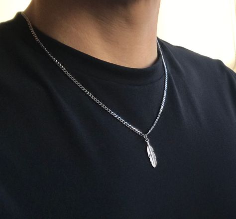 Feather pendant with a Stainless Steel chain necklace for a minimalist look.  Stunning dainty Stainless Steel chain necklace for men. Feathers can symbolize ascension, spirit, flight and even heaven.  The feather teaches us faith and hope in ourselves and in the universe. Feathers are powerful symbol of hope and spiritual growth.  Ready presented in a gift box as a Birthday gift, Friendship gift, Christmas gift or all occasion. P R O D U C T * D E T A I L S  ❤ Stainless Steel Curb or Cable Chain Men Jewellery, Spiritual Faith, Stainless Steel Chain Necklace, Hope Symbol, Feather Pendant, Feather Necklaces, Necklace For Men, Steel Necklace, Friendship Gifts