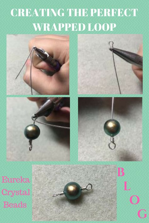 BLOG TUTORIAL - Create the Perfect Wrapped Loop! All you need is pliers, a bead, and some wire!  | Eureka Crystal Beads |  #beading #beads #bracelet #necklace #anklet #beadwork #beadweaving #beadloom #beading #Swarovski #gita #findings #bicones #rivolis #chatons #wirework #wirewrap #wirejewelry #jewelry #wirewrapping #seed #beads #miyuki #delica #delicas #toho #czechmates #kits #diy #craft #stringing #tutorial #czech #czechglass #glass #czechbeads #wholesale #bulk Jewelry Techniques Step By Step, Diy Jewelry For Beginners, Jewelry Tutorials Free, Crystal Jewelry Diy, Making Jewelry For Beginners, Diy Jewelry Making Tutorials, Diy Jewelry To Sell, Wire Wrapped Jewelry Diy, Bijoux Fil Aluminium