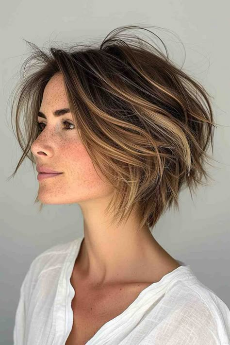 The Best Short Haircuts of 2024 Choppy Angled Bob Hairstyles, Dimensional Bob, Short Angled Bob, Bob 2024, Cropped Bob, Angled Bangs, Short Angled Bobs, Shaggy Bob Haircut, Selfie Challenge